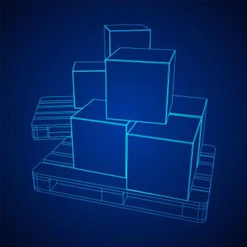 Cargo pallet for warehouse with boxes 스톡 일러스트