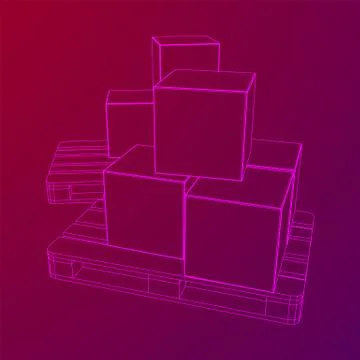 Cargo pallet for warehouse with boxes Stockillustratie