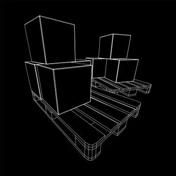 Cargo pallet for warehouse with boxes Stock Illustration