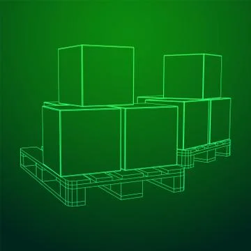 Cargo pallet for warehouse with boxes 스톡 일러스트