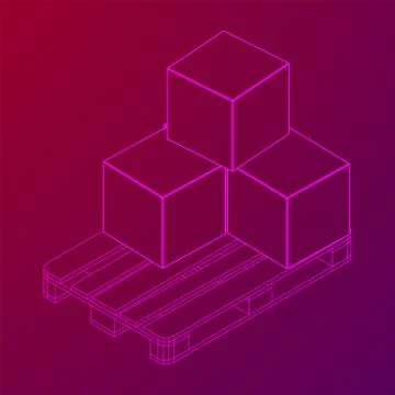 Cargo pallet for warehouse with boxes Stock Illustration