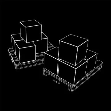 Cargo pallet for warehouse with boxes Illustrazione stock