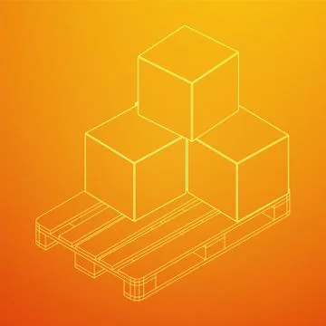 Cargo pallet for warehouse with boxes 스톡 일러스트