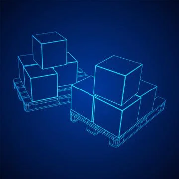 Cargo pallet for warehouse with boxes 스톡 일러스트
