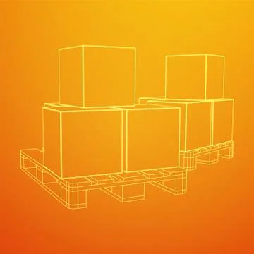 Cargo pallet for warehouse with boxes 스톡 일러스트