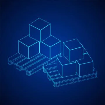 Cargo pallet for warehouse with boxes 스톡 일러스트