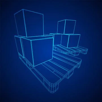 Cargo pallet for warehouse with boxes Stockillustratie