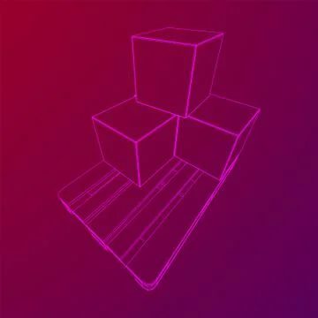 Cargo pallet for warehouse with boxes Stockillustratie