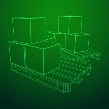 Cargo pallet for warehouse with boxes 스톡 일러스트