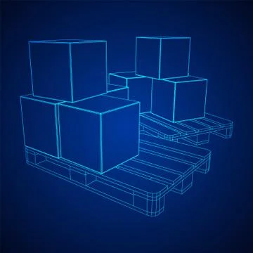 Cargo pallet for warehouse with boxes 스톡 일러스트