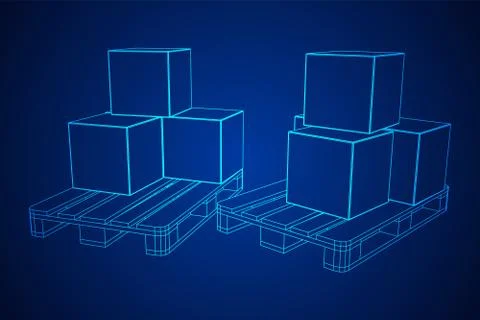 Cargo pallet for warehouse with boxes Illustrazione stock