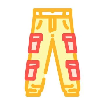 Cargo pants apparel with multiple utility pockets icon Illustrazione stock