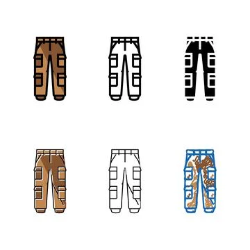 Cargo pants multipack clothes color icon vector Illustrazione stock