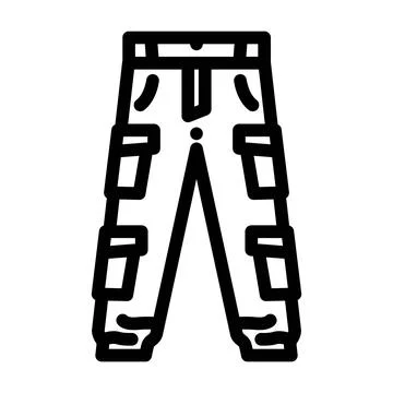 Cargo pants utility apparel simple line icon Stock Illustration