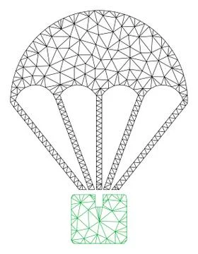 Cargo Parachute Polygonal Frame Vector Mesh Illustration Stock Illustration