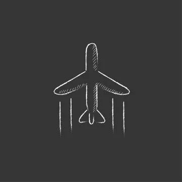 Cargo plane. Drawn in chalk icon Stock Illustration