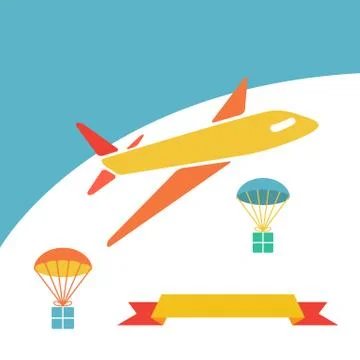 Cargo plane dropping boxes. Stock Illustration