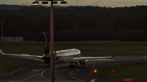 Cargo Plane Taking Off at Night [4K] Stock Footage 53455641