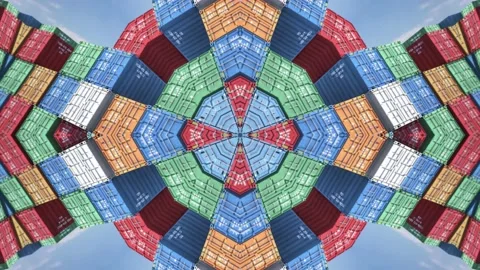 Cargo plus containers port kaleidoscope abstract background vj loop Stock-Footage 201736951