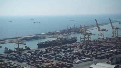 A Cargo in a port Stock Footage 96318117