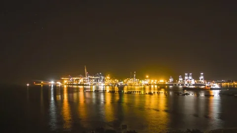 Cargo port night time lapse Malta Stock Footage 127690938