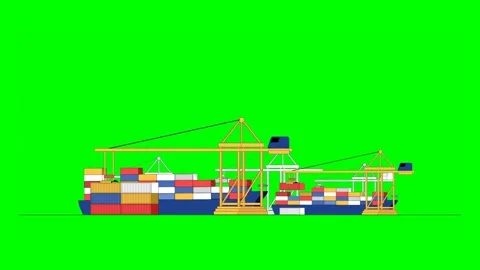 Cargo Port Operations Loading, Unloading, Transportation of Shipping Containe Stock-Footage 333372626