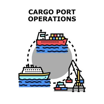 Cargo port operations managing global logistics network Stock Illustration