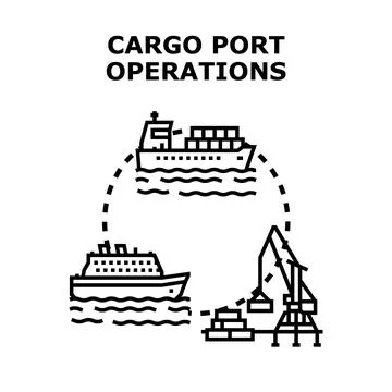 Cargo port operations managing global logistics network Stock Illustration