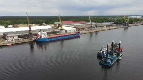 Cargo port panorama Stock Footage 159280953