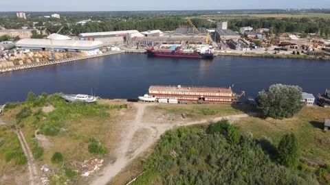 Cargo port panorama Stock Footage 162653847