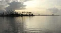 Cargo Port at Sunrise HD Footage