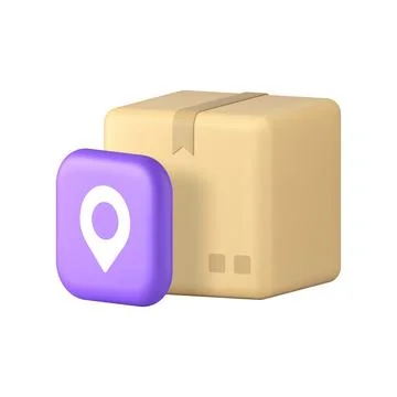 Cargo postal parcel delivery GPS location tracking 3d icon realistic vector.. Stock Illustration