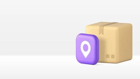 Cargo postal parcel delivery GPS location tracking banner copy space vector i Stock Illustration