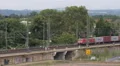 Cargo Railroads Transport Cargo Goods Train Moving Movement Passing Aerial View HD Footage