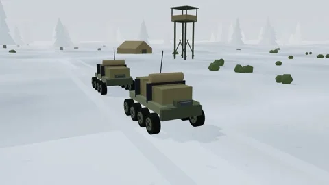 Cargo robots on a winter supply run Stock Footage 341388977