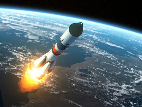 Cargo Rocket Takes Off Stock Photos