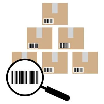 Cargo scanning icon. Inventory control sign. Checking boxes symbol. Stock Illustration