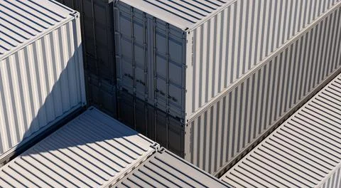 Cargo sea containers placed on open warehouse Stock Illustration
