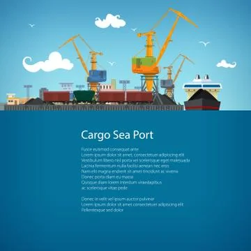 Cargo Seaport and Text Stock Illustration