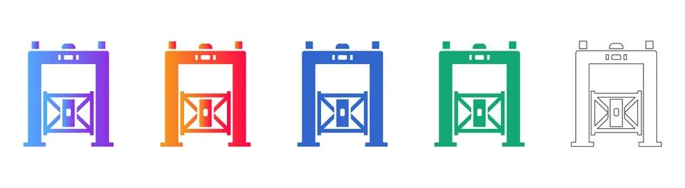 Cargo Security Gate Icon Set Stock Illustration