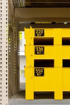 Cargo on the shelf to test it for strength Stock Photos