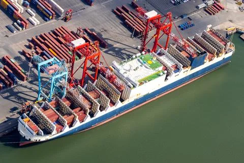 Cargo Ship From Above Stock Photos
