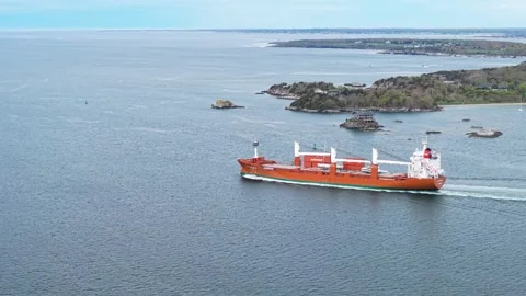 Cargo Ship Aerial Stock Footage 335251330