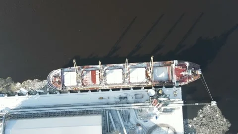 Cargo ship aerial sky view Stock Footage 150255341