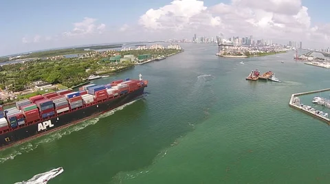 Cargo ship aerial view Stock Footage 44423921