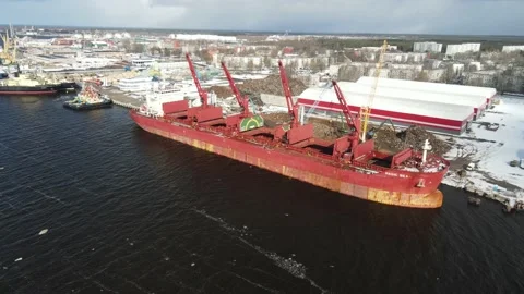 Cargo ship aerial view Stock Footage 150255863