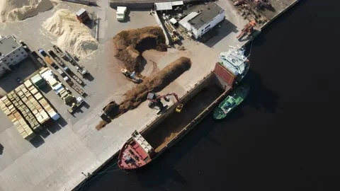 Cargo ship aerial view Stock Footage 159282655
