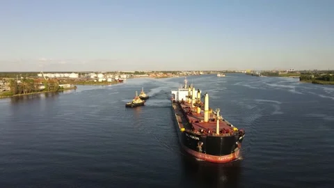 Cargo ship aerial view Stock Footage 164648523