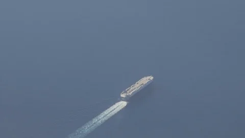 Cargo ship from aircraft illuminator Stock Footage 81673256