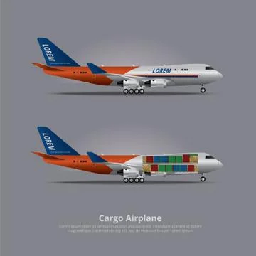 Cargo ship Airplane Isolated Vector Illustration Illustrazione stock